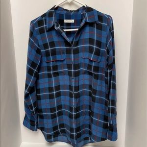 Equipment silk shirt blue checkered sz S